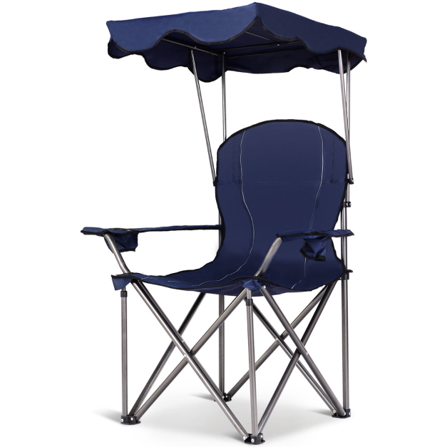 Renatone - Silla de playa con toldo, sillas plegables para exterior con  portavasos, bolsa de transporte, sillas de camping al aire libre con  paraguas