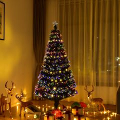 Costway 150 cm Árbol de Navidad de Fibra Pre-Iluminado Luces LED 8 Modos de Flash Árbol Artificial Decorativo para Hogar Oficina Tienda