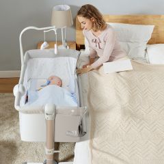 Cuna Portátil para Bebés y Niños con Altura Regulable y Barra Lateral Desmontable Gris Claro 97 x 70 x 67-85 cm