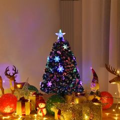 Costway 90cm PVC Árbol de Navidad Artificial con Base Iluminado con Fibra de Vidrio Cambia Color para Navidad Hogar Fiesta Decoración