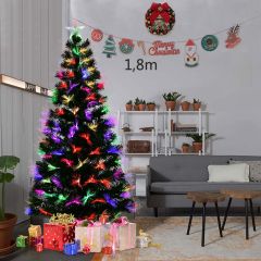 Costway 1,8m LED Árbol de Navidad Artificial Iluminado Con Cambiador de Color de Fibra de Vidrio para Navidad Hogar Decoración