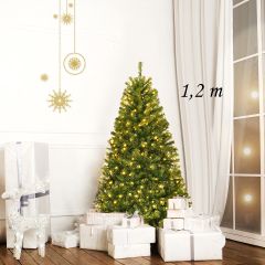 Costway 1,2m Árbol de Navidad Artificial con Soporte LED Cadena de Luces 2 Tipos Decoración para Navidad Hogar Fiesta