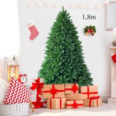 Costway 1,8m Árbol de Navidad No Iluminado con 1250 Ramas Abeto Artificial con Base de Metal Resistente Verde