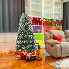 Costway 1,5m Árbol de Navidad  Nevado y No Iluminado Fácil de Montar en 100% PVC Perfecto Como Decoración