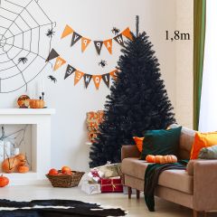 Costway 1,8m Árbol de Navidad con Decoraciones de Halloween 1036 Ramas no Iluminado con Base Sólida de Metal 