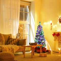 Costway 150 cm Árbol de Navidad Artificial Iluminado Nevado de Bisagra con Mando 9 Modalidades de Iluminación y 140 Luces LED Blanco