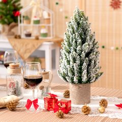 Costway 47 cm Mini Árbol de Navidad para Escritorio Árbol Decoración Navideña en Miniatura en PE Base Estable de Pulpa de Celulosa
