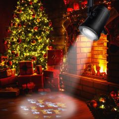 Costway Proyector Luces LED Copos de Nieve de Navidad  con Cabeza Giratoria para Navidad Vacaciones Fiestas Casamiento Jardín Patio Negro 13,5 x 13,5 x 19 cm