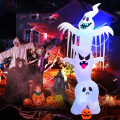 Costway Fantasma Hinchable de Halloween Decoración Inflable con Luces de Colores RGB Decoración Interior y Exterior