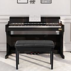 Costway Banco del Piano en Símil-Cuero PU Taburete para Piano Doble Asiento con Cojín Acolchado y Compartimento Escondido Negro