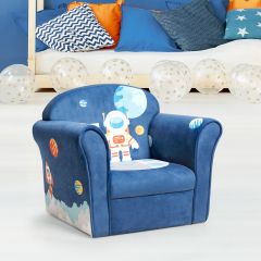 Costway Sillón para Niños con Dibujo de Astronauta Estructura de Madera y Almohadillas Antideslizantes Azul 51 x 37,5 x 44 cm 