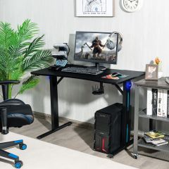 Costway Escritorio de Gaming para Ordenador con Soporte Joystick Videojuegos Portavaso y Luz LED para Casa y Oficina Negro 110 x 60 x 76 cm