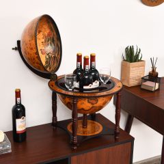 Costway Stand para Vinos Forma de Globo Botellero Organizador Vino Vintage para Encimera Armario para Vinos Estante para Licores Marrón