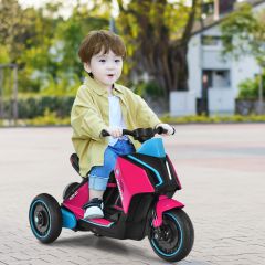 Costway Moto Eléctrica Montable 6 V para Niños Moto con 3 Ruedas Luces Coche Juguete de Batería para Niños +3 Años Rosa