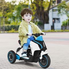 Costway Moto Eléctrica Montable 6 V para Niños Moto con 3 Ruedas Luces Coche Juguete de Batería para Niños +3 Años Blanco