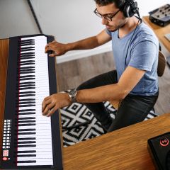 Costway Piano Digital con 88 Teclas y Estuche con Función MIDI  Bluetooth y  Notas Precisas  para Niños y Adultos Negro y Blanco 127 x 21,5 x 6,5 cm