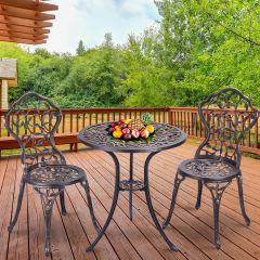 Costway Juego de mesa y 2 sillas de jardín Juego de 3 piezas para exterior en metal color bronce