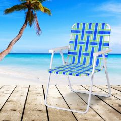 Costway 6 Sillas Plegables para Playa con Reposabrazos y Estructura en Acero en Forma de U Azul 57 x 59 x 78 cm