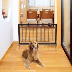Costway Barrera de Seguridad de Madera y Hierro para Niños Perros Mascotas Escalable Protección para Puerta Escalera