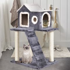 Costway Árbol de Gatos Juguete para gato 60 x 45 x 88 cm Escalador Rasguño de Gato Gris Oscuro