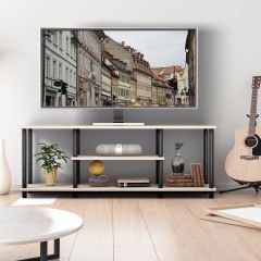 Costway Soporte de TV de 3 Niveles Mesa de Consola Multimedia Estantes Abiertos Soporte para Televisor hasta 40’’ 110,5 x 29 x 41 cm Gris