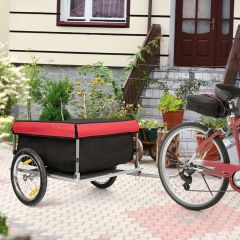 Costway Carro de Carga para Bicicleta con Estructura Plegable y Ruedas 40 cm Capacidad de Peso 40 kg Rojo+ Negro
