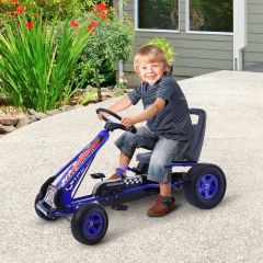Costway Go Kart Racing para Niños Coche de Pedal con Ruedas de Goma Embrague y Freno 99 x 59 x 61 cm Azul