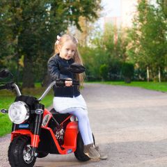 Costway Moto Eléctrica Infantil de Bateria 6V Motocicleta Recargable para Niños con Cargador y Ruedas Apoyo Rojo 72 x 57 x 56 cm