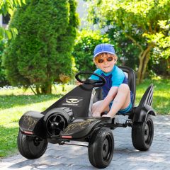 Costway Go Kart para Niños Coche con Pedal Asiento Ajustable Ruedas Embrague y Freno Infantil Vehículo de Juguete para Niños Negro 112 x 61 x 62 cm