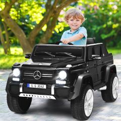 Costway Coche Eléctrico Mercedes Benz Maybach para Niños 3-8 Años Jeep Juguete Montable de Batería con Control Parental 2 Puertas Negro