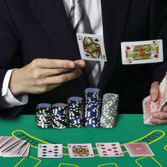 Costway Set con 500 Fichas de Póker Texas Holdem y Caja de Aluminio para Blackjack Juego de Azar Negro 56 x 20 x 6 cm