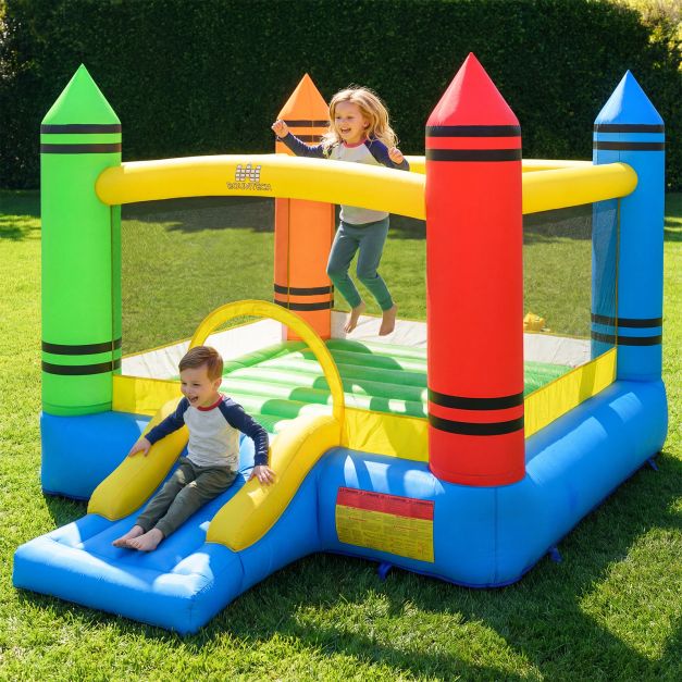 Castillo Hinchable COSTWAY 2 En 1 Con Soplador – 250x195x143 Cm, Para Niños De 3 A 10 Años, Interior Y Exterior