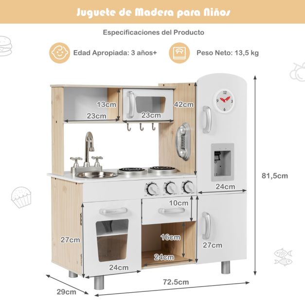 Cocina Infantil de Madera con horno, lavavajillas, nevera y micro Cocina Infantil de Madera con horno, lavavajillas, nevera y micro