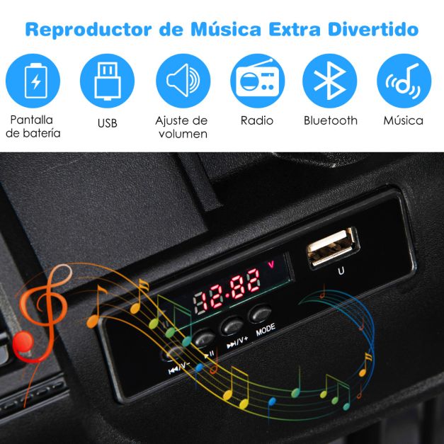 COSTWAY Coche Eléctrico para Niños 12V, Vehículo Todoterreno Eléctrico con Control Remoto, Conexión Inalámbrica, Música, Luz, Pantalla de Batería