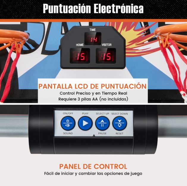 COSTWAY Máquina De Baloncesto Plegable Con Marcador Electrónico - 8 Modos De Juego, 4 Balones, Sensor Automático Y Sonido - Ideal Para Niños Y Familia