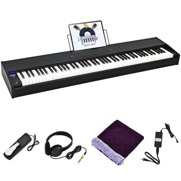 Comercialización Matar Turbulencia Costway Piano Digital con 88 Teclas Pesadas para Principiantes Adultos con  Función MIDI y Bluetooth 135 x 32,5 x 10,5 cm - Costway