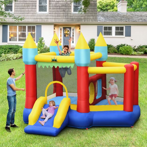 COSTWAY Castillo Hinchable para Niños con Soplador, Castillo Inflable Infantil con Dos Toboganes, Piscina de Bolas, Juego de Lanzamiento de Aros, Juego de Dianas y Canasta de Baloncesto, Tema Granjero COSTWAY Castillo Hinchable para Niños con Soplador, Castillo Inflable Infantil con Dos Toboganes, Piscina de Bolas, Juego de Lanzamiento de Aros, Juego de Dianas y Canasta de Baloncesto, Tema Granjero