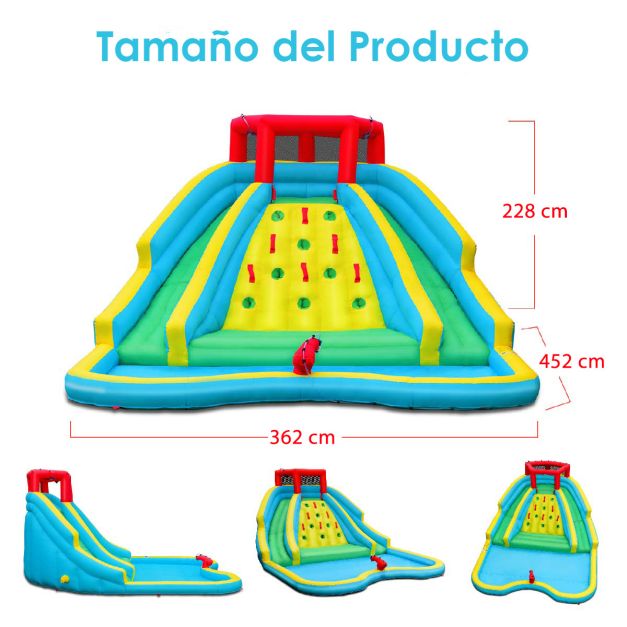 GOPLUS Parque Acuático Hinchable Con Tobogán Doble Y Piscina Para Niños