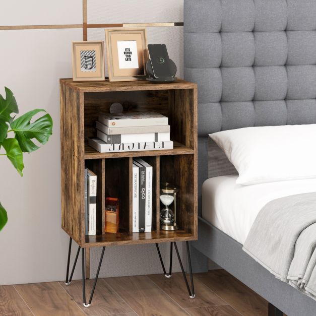 Mesa Auxiliar 3 Niveles COSTWAY - 79x32x86 Cm - Estante Almacenamiento Con Antivuelco - Para Salón, Dormitorio O Entrada