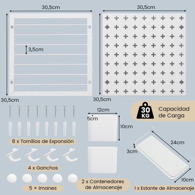 Tablero Perforado De Madera, Kit Organizador De Pared Combinado, Tableros Perforados Para Exhibir Adornos, Panel De Herramientas Con Clavijas Para El Hogar Y La Oficina, Fácil De Montar (40 X 60 Cm