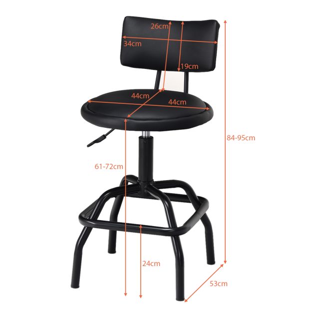 Taburete De Barra Plegable Negro – Asiento Acolchado Y Respaldo Alto, 92 Cm, Diva Home, Uso Interior Y Exterior