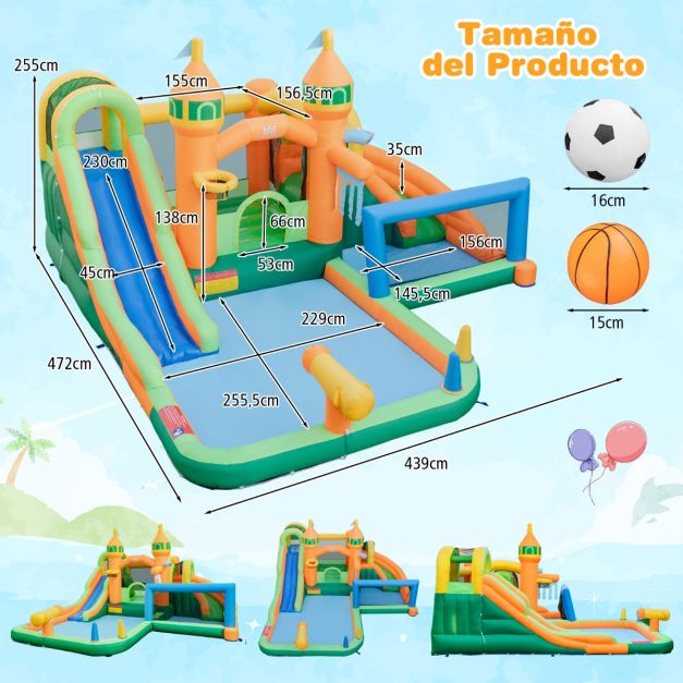 Costway Castillo Hinchable Para Niños Con Tobogán Acuático Verde 478 X 366 X 242 Cm Infantil Castillo Inflable Sin Soplador Costway Modern Costway Castillo Hinchable Para Niños Con Tobogán Acuático Verde 478 X 366 X 242 Cm Infantil Castillo Inflable Sin Soplador Costway Modern
