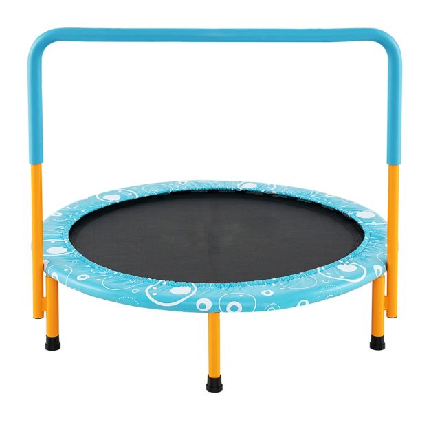 Trampolín para Niños 92cm Plegable con Mango Ajustable y Cubierta de Seguridad - Mini Reboteador Interior/Exterior para Edades 3-6 (90kg Máx Trampolín para Niños 92cm Plegable con Mango Ajustable y Cubierta de Seguridad - Mini Reboteador Interior/Exterior para Edades 3-6 (90kg Máx