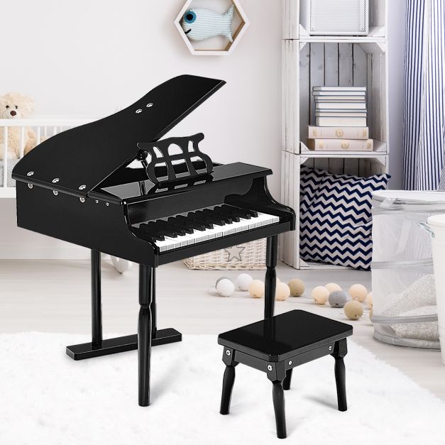 Mini Piano Con Taburete Para Casa De Muñecas – Modelo De Madera De 13 X 10.3 X 5.5 Cm, Decoración DIY
