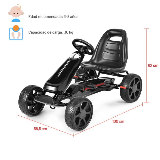 GOPLUS Go Kart Para Niños De 3 A 8 Años: Coche De Pedales Con Asiento Ajustable, Marcha Adelante/atrás, Freno De Mano Y Ruedas De Goma Que Absorben Golpes – Ideal Para Interior Y Exterior (Rojo)