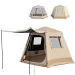 Tienda de campaña portátil acolchada para 3 a 4 personas, resistente al  viento, tienda de campaña de una sola capa, impermeable y protección UV,  para