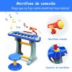 Piano Infantil De 37 Teclas Con Micrófono Ajustable, Atril Y Taburete, Funciones De Grabación Y 22 Canciones, Regalo Musical Para Niños 3+ Años (Rojo)