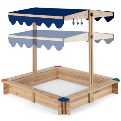TP Toys Bandeja De Arena Con Dosel – 100x100x115 Cm, Con Sombrilla Extraíble Y 4 Asientos, Madera Certificada FSC