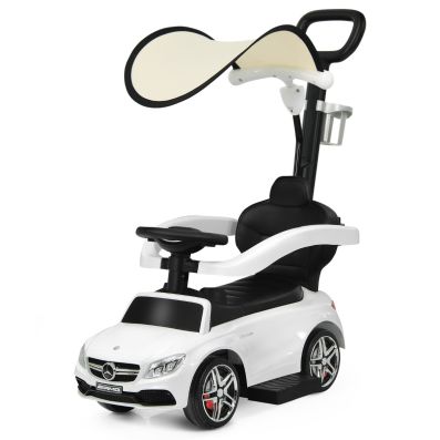 ChromeWheels Coche de empuje 3 en 1 con visera solar extraíble, auto para niños pequeños con asa, cuerno y música, color rojo ChromeWheels Coche de empuje 3 en 1 con visera solar extraíble, auto para niños pequeños con asa, cuerno y música, color rojo