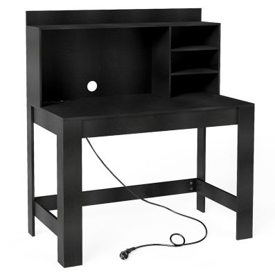 Escritorio Para Computadora Con Toma De Corriente | 120x46 Cm | 4 Estantes Ajustables | Estilo Industrial Rústico